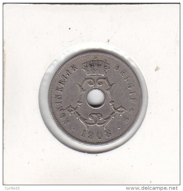 25 CENTIMES Cupro-nickel Léopold II  1908 FL - 25 Cent