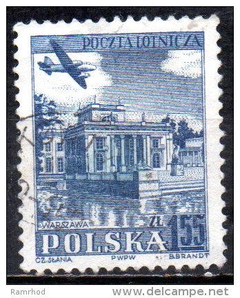 POLAND 1954 Air - 1z55 Plane Over Lazienski Palace, Warsaw  FU - Usados