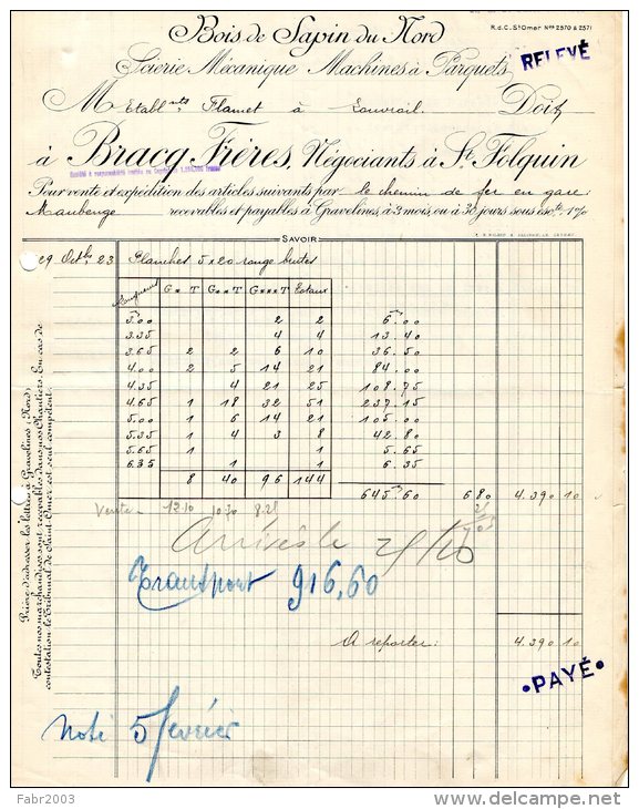 62 - Saint Folquin Bois De Sapin Du Nord Bracq Frères Gravelines. Scierie Mécanique - Autres & Non Classés