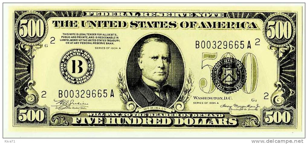 500 Dollars  "THE UNITED STATES OF AMERICA" Très Grand Billet Fictif - Collections