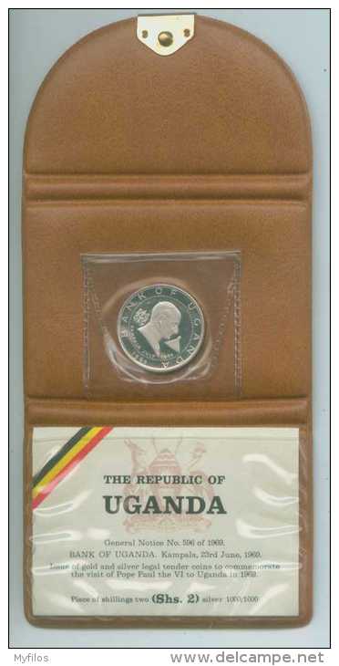 1969 UGANDA 2 SHILLINGS PROOF VISITA DI PAOLO VI - Ouganda