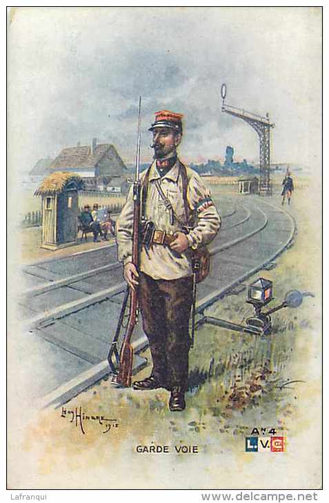 Guerre 1914-18-ref G916- Illustrateur Leon Hingre -uniformes -garde Voie -ligne De Chemin De Fer  - Carte Bon Etat   - - War 1914-18