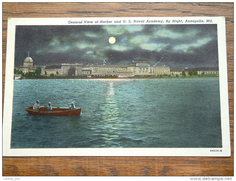 General View Of Harbor And U.S. Naval Academy By Night ( 44524 - N ) - Anno 1954 ( Zie Foto Voor Details ) !! - Annapolis – Naval Academy