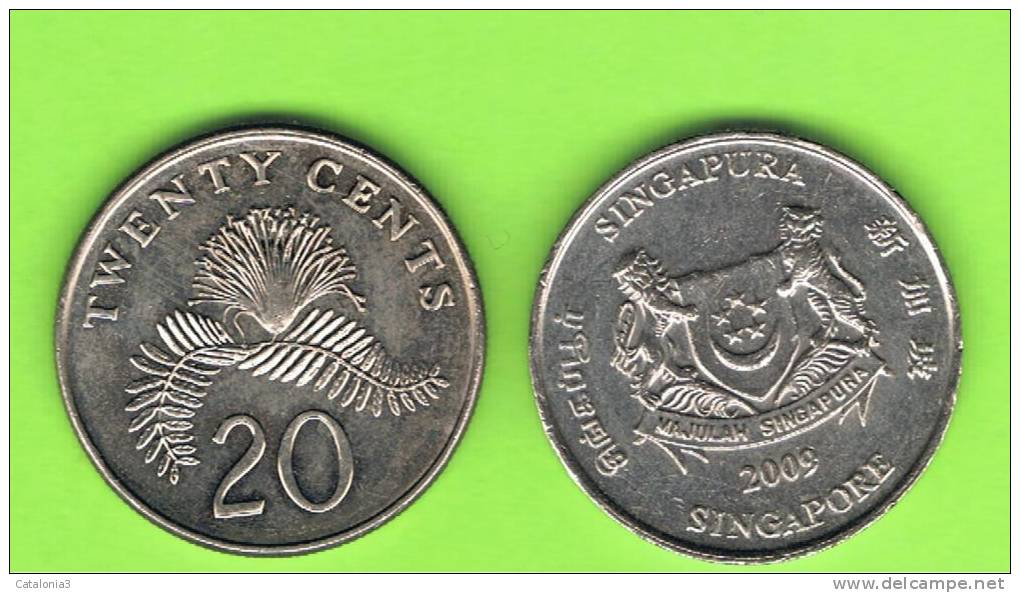 SINGAPUR - SINGAPORE -  20 Cents KM101  -  Ver Años - Look Years - Singapur