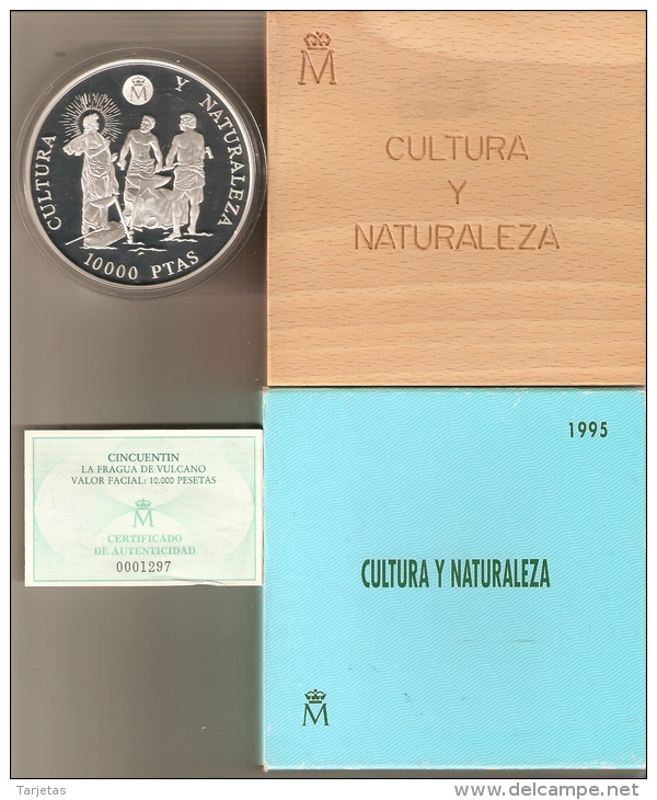 CINCUENTIN DE PLATA 10000 PTAS CULTURA Y NATURALEZA FRAGUA VULCANO1995 ESTUCHE CERTIFICADO DE AUTENTICIDAD-SILVER-ARGENT - 10 000 Pesetas