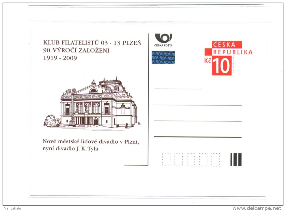 Czech Republic  2009  - 90 Years Of Plzen Philatelic Society  Special Postal Stationery, MNH - Cartes Postales