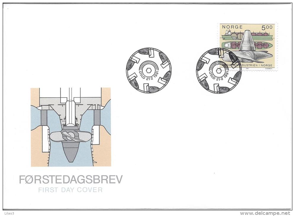 Oslo 21/2/1991 Centenaire De L'industrie Mécanique En Norvège. Métanier Bateau Navire Turbine - FDC