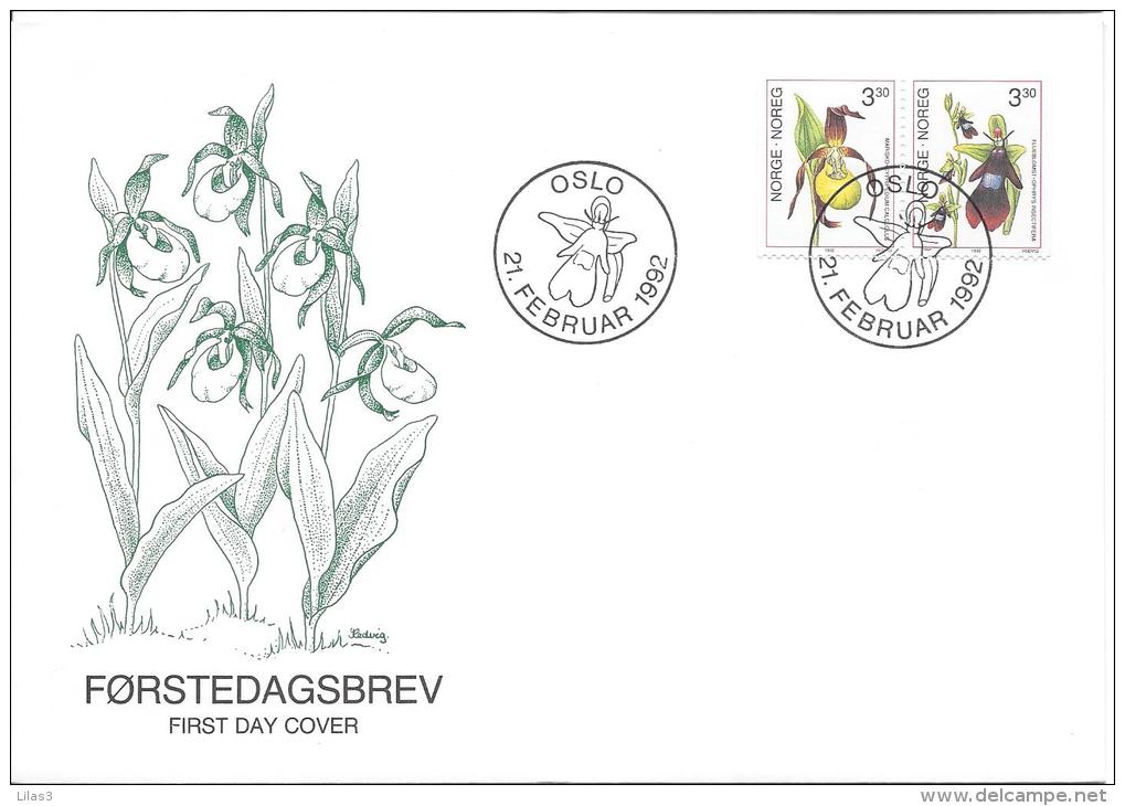 Oslo 21/2/1992 Série Courante Nature Orchidée - FDC