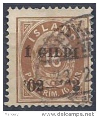 ISLANDE _ 1 Gildi Sur 16 A. De 1902 Oblitéré Avec Une Variété - Geschnittene, Druckproben Und Abarten