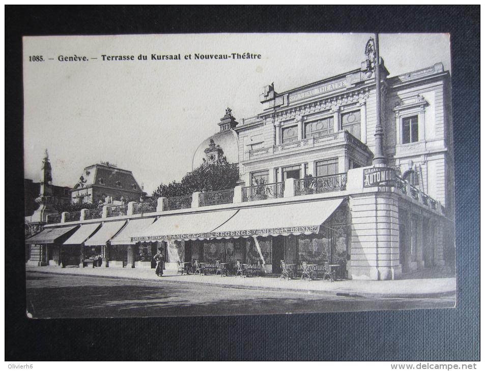 CP SUISSE (V02) GENÊVE (2 Vues) Terrasse Du Kursaal Et Nouveau Théatre Marcophilie CHIMAY & GENEVE 1909 - Genève