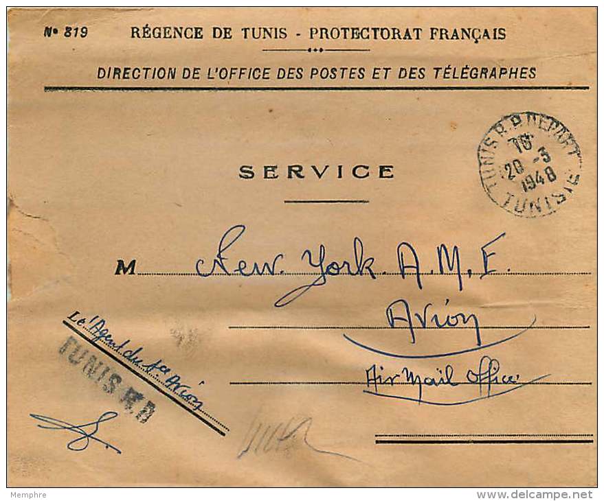 1948  Lettre En Franchise Du Service Des Postes Pour Les USA - Covers & Documents