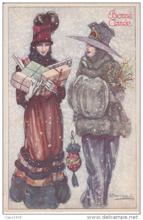 CARD BOMPARD BUON ANNO BELLE  DONNE ELEGANTI  CHARME  REGALI  -FP-N-2-0882-18815 - Bompard, S.