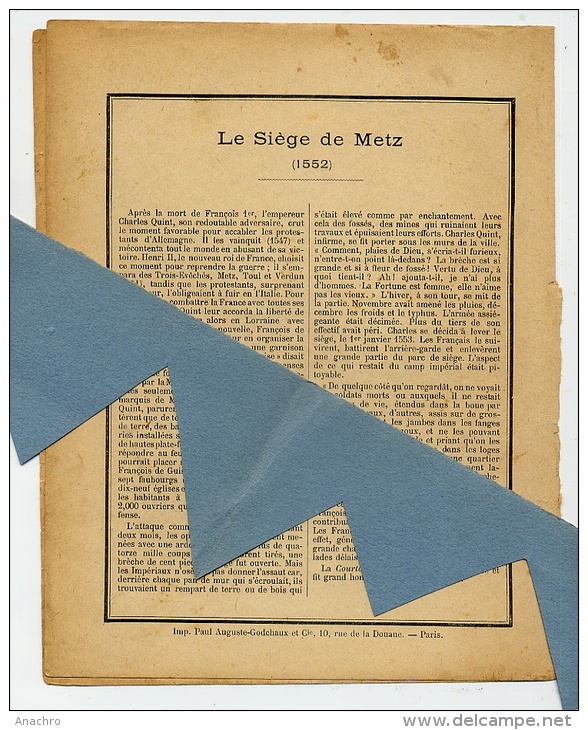 MILITAIRE BATAILLE Siège De METZ 1552 Couverture Protège Cahier Coll. GODCHAUX - Protège-cahiers