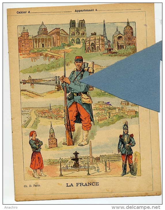 UNIFORMES MILITAIRES La FRANCE 1889 Couverture Protège Cahier Coll.CH. D. PARIS - Copertine Di Libri