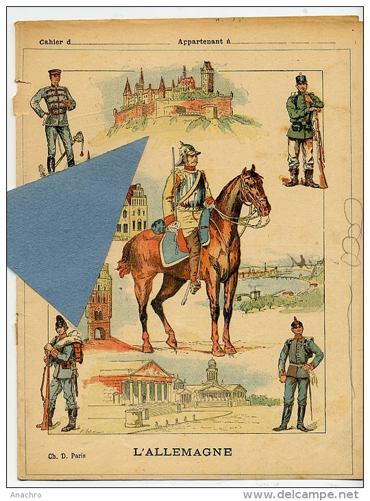 UNIFORMES MILITAIRES L' ALLEMAGNE EMPIRE PRUSSE Couverture Protège Cahier Coll.CH. D. PARIS - Protège-cahiers