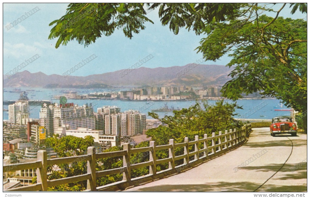 CHINA, HONG KONG ,A BIRD-EYE VIEW OF HONG KONG EAST DISTRICT,FASING TSINSHATSAI,KOWLOON,MERZEDES CAR,,old Photo Postcard - China (Hongkong)