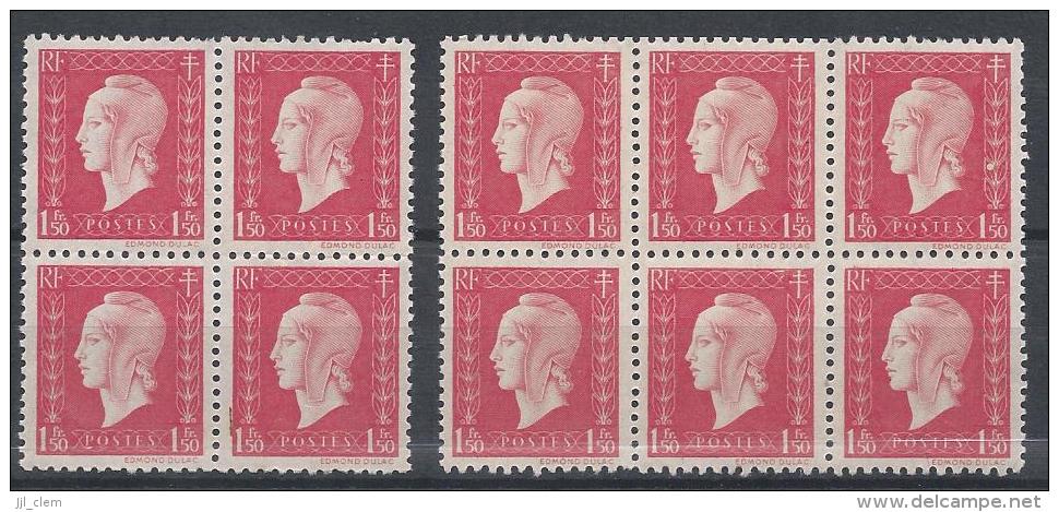 France N° 691 ** Neuf Bloc X4 + Bloc X6 - 1944-45 Marianne De Dulac