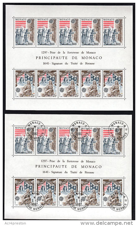 C0140 MONACO 1982, Europa, Fortresses (Forteresse) Mint And Cancelled Block - Other & Unclassified