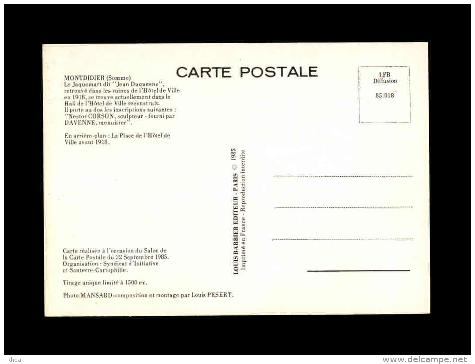 CARTES DE SALONS - 80 - MONTDIDIER - Salon De La  Carte Postale - 1985 - Bourses & Salons De Collections