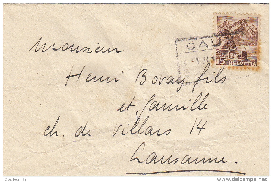 Lettre De Caux, Poste Ferroviaire 1938 - Lettres & Documents
