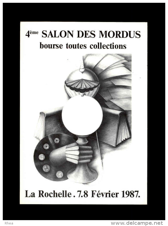 CARTES DE SALONS - 17 - LA ROCHELLE - Salon De Collections - 1987 - Chat - Bourses & Salons De Collections