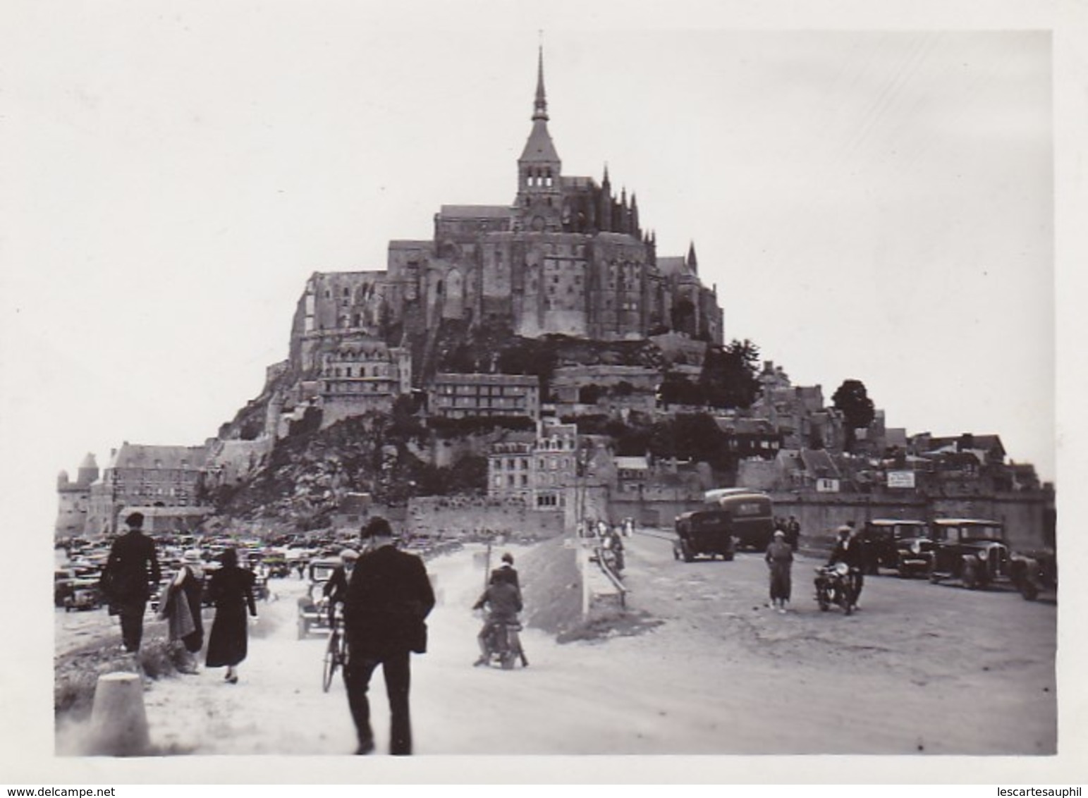 Vielle Photo Mont Saint Michel Vieille Voiture Juin 1933 - Lieux