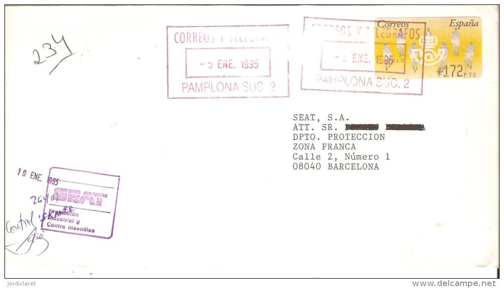 CARTA MAT.RECTANGULAR  SUCURSAL 2 DE PAMPLONA RARO COMO MATASELLOS - Storia Postale