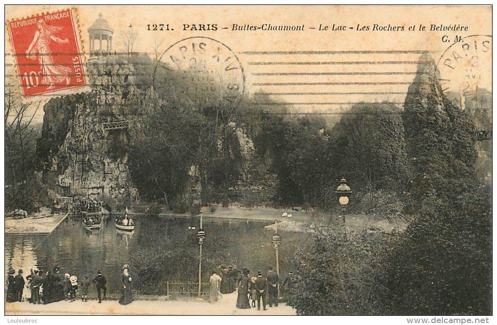 75 PARIS  XIX BUTTES CHAUMONT LE LAC LES ROCHERS ET LE BELVEDERE - District 19