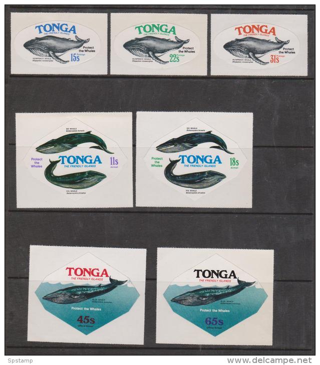 Tonga 1977 Whale Protection Self Adhesives Part Set 7 Mint - Tonga (1970-...)