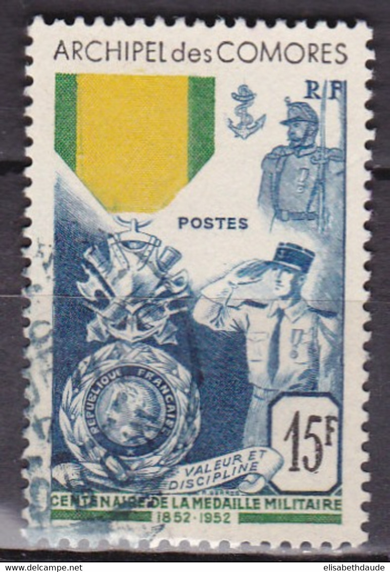 COMORES - 1952 - MEDAILLE MILITAIRE - YVERT N°12 OBLITERE - COTE = 55 EUR - - Oblitérés