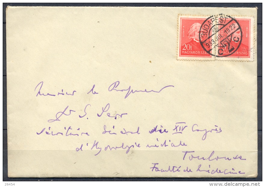 LETTRE Cachet BUDAPEST Le 3 Juillet 1922 Affranchie Avec 2 Timbres Pour TOULOUSE - Marcofilie