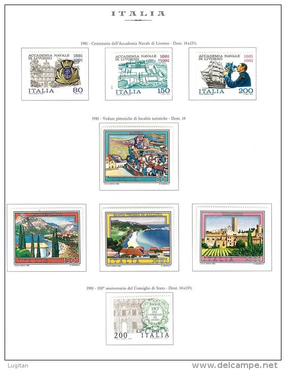 FILATELIA ANNATA COMPLETA  1981  NUOVI GOMMA INTEGRA ** MNH  - REPUBBLICA ITALIANA - Full Years