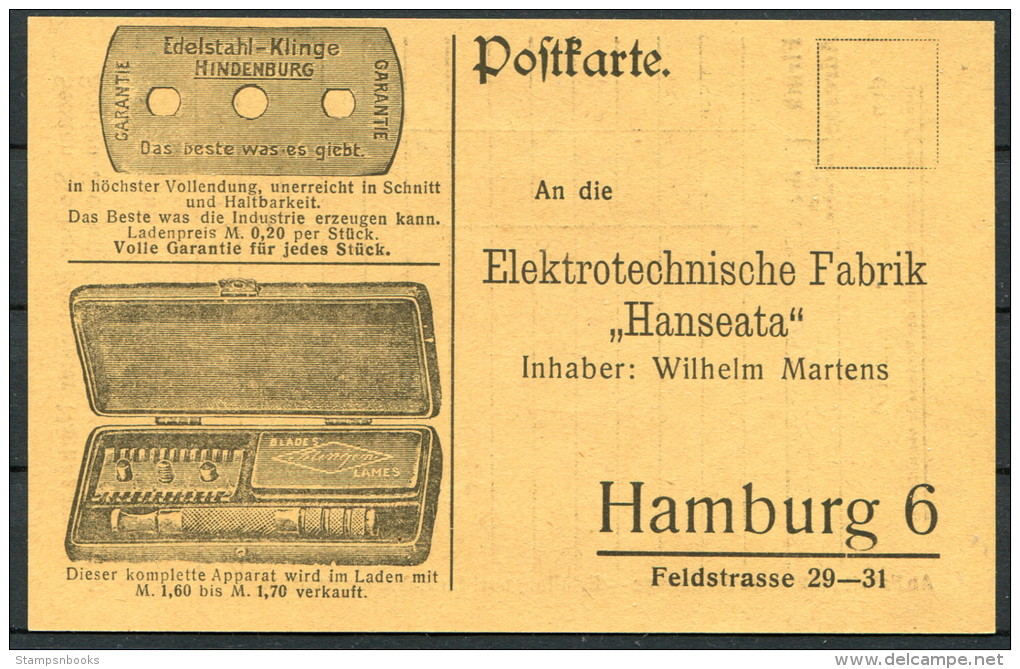 Germany Elektrotechnische Fabrik Hanseata, Hamburg Postkarte - Advertising