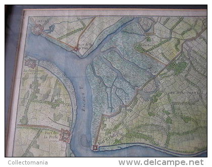 Grote Handgekleurde Gravure RARE Hydrografische Kaart ANTWERPEN 1747 Niet Gekend In FELIX Museum  - JAILLOT 60cm X 80 Cm - Topographical Maps