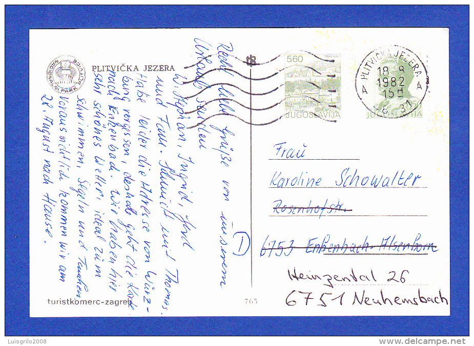 CARTE POSTALE -- CACHET . PLITVICKA . JEZERA - 18.8.1982 - Lettres & Documents