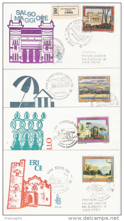 4 Fdc Venetia: TURISTICA (1980); 3 No Viaggiate+1 Raccomandata (Salsomaggiore);4  AS - FDC