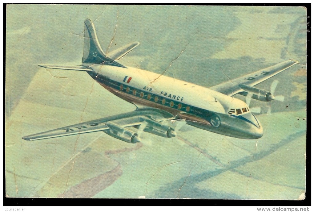 Carte Postale AIR FRANCE VICKERS VISCOUNT PLIEE - 1946-....: Moderne