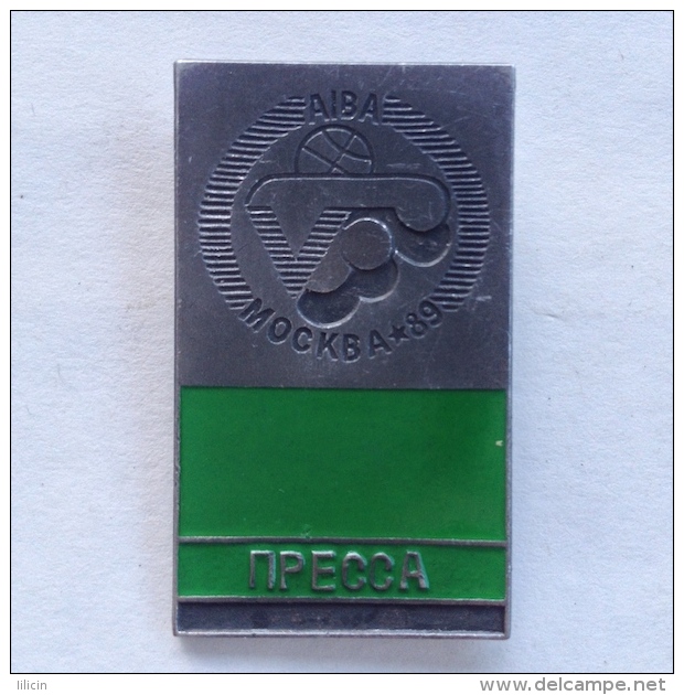 Badge Pin ZN000284 - Boxing Soviet Union USSR SSSR Moscow World Championships 1989 PRESSA - Boxe