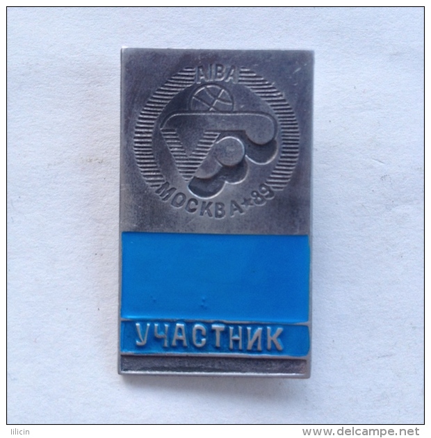 Badge Pin ZN000286 - Boxing Soviet Union USSR SSSR Moscow World Championships 1989 UCASTNIK - Boxe