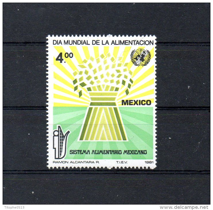 MEXIQUE. N°952 De 1981 (neuf Sans Charnière : MNH). Journée Mondiale De L'alimentation/Emblème De L'ONU. - Contra El Hambre