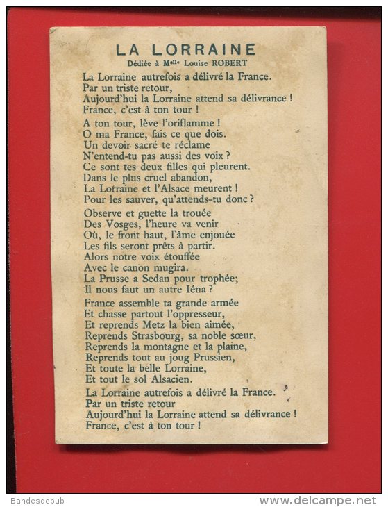 RARE METZ STRASBOURG SEDAN ALSACE  LIRE ODE AU DOS  CHROMO LA LORRAINE PATRIOTISME DEYMARIE JOUET - Autres & Non Classés