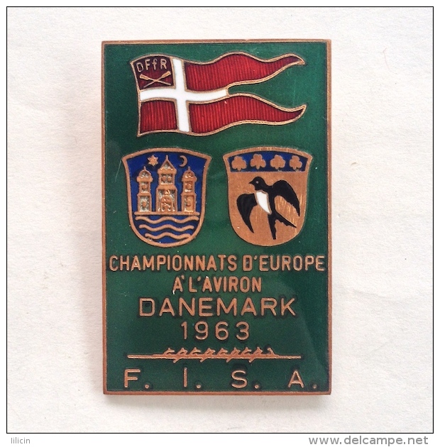 Badge Pin ZN000317 - Rowing / Kayak / Canoe Denmark Copenhagen European Championships FISA 1963 - Rudersport