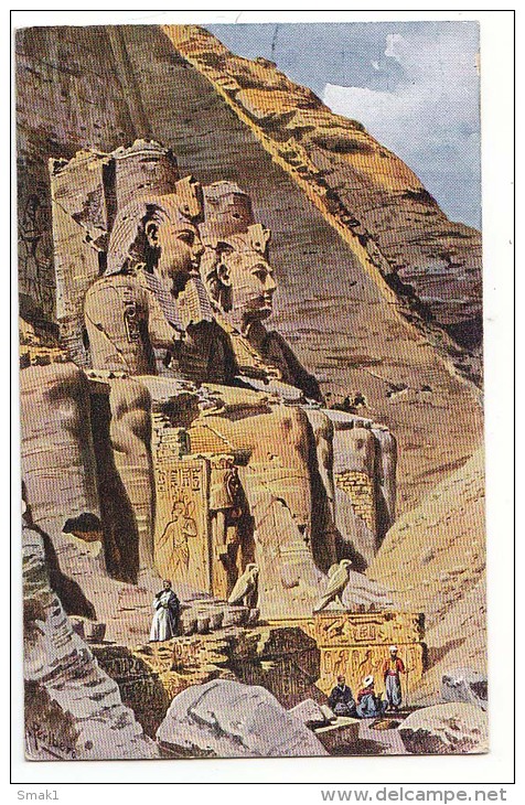 AK ÄGYPTEN EGYPT KAIRO CAIRO DIE KOLOSSE DES RAMSES IN ABOU SIMBEL OLD POSTCARD 1926 - El Cairo