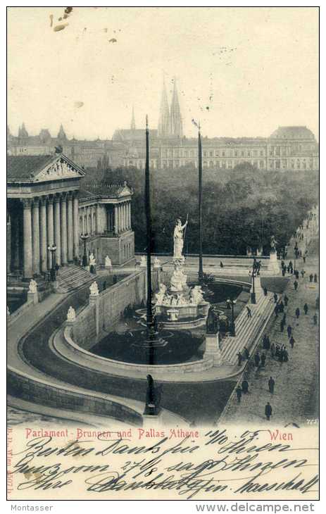 WIEN-VIENNA. Parlament Und Brunnen. Vg. C/fr. Per TRIESTE 1905. - Ringstrasse