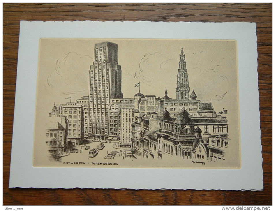 TORENGEBOUW - Antwerpen / WENSKAART Dubbel EDV 156 - Anno 19?? ( 17 X 12 Cm. / Zie Foto Voor Details ) !! - Andere & Zonder Classificatie