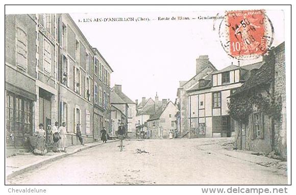 CPA : LES AIX-D'ANGILLON  (Cher) - Route De Rians - Gendarmerie -  Animée - A Circulé  - 1908 - - Les Aix-d'Angillon