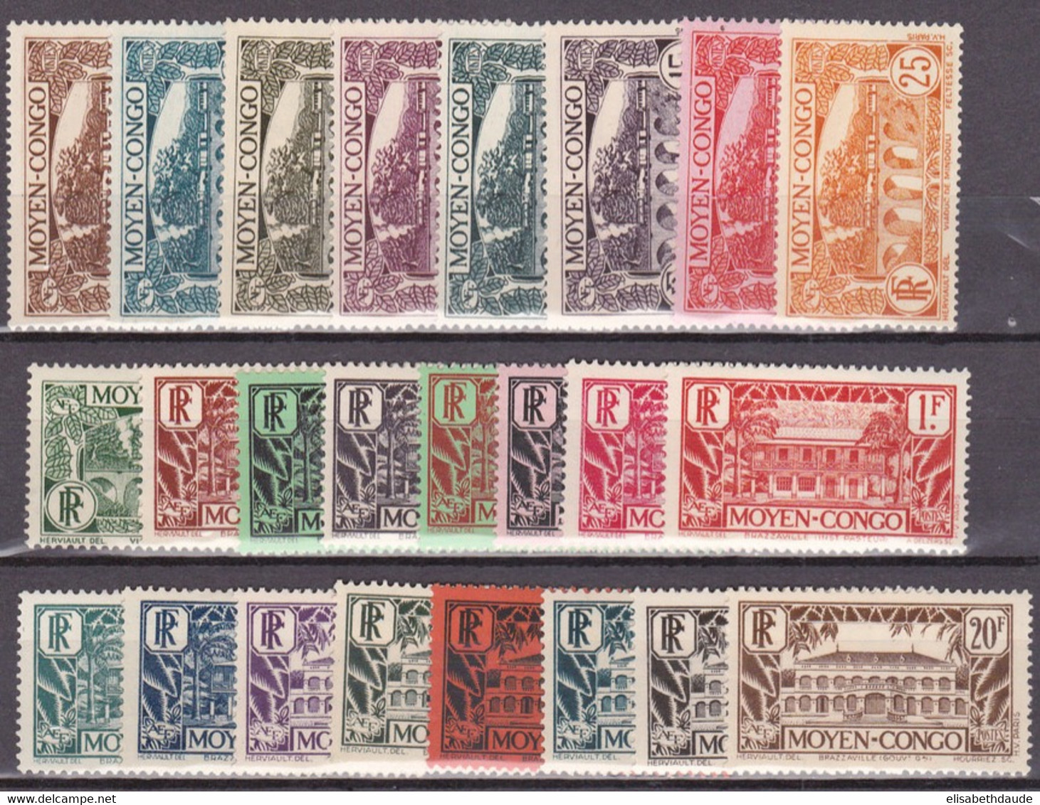 CONGO - 1933 - YVERT N° 113/134 * MHL TOUS TRES BEAUX ! - COTE = 240 EUR. - - Ungebraucht