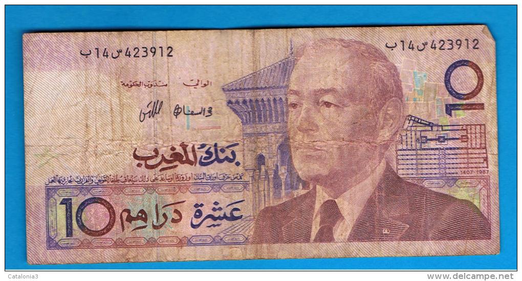 MARRUECOS - MOROCCO -  10 Dirham 1987 Circulado  P-63 - Marocco