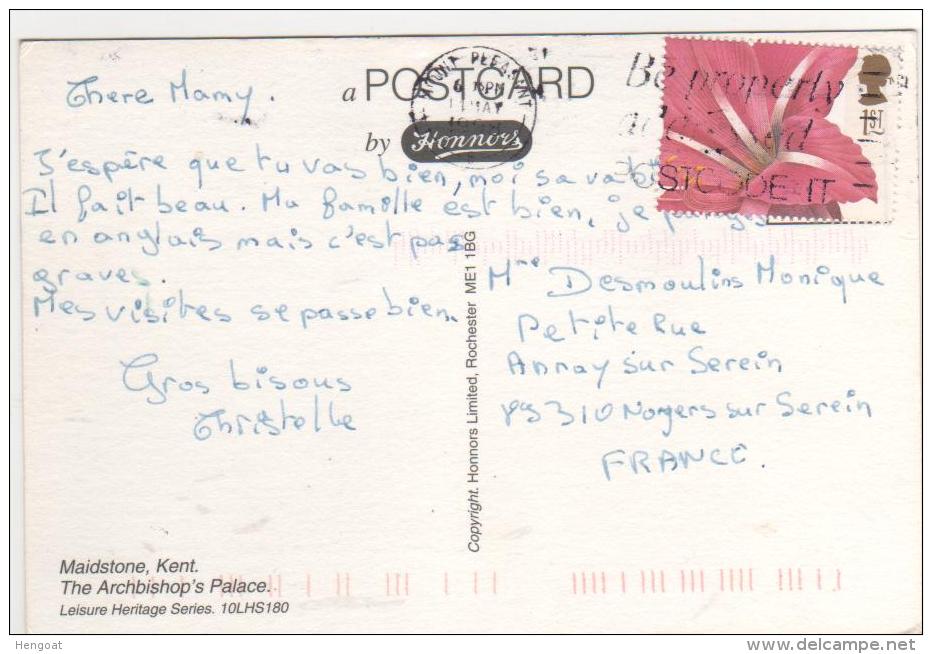 Beau Timbre " Fleur " Sur Carte , Postcard  De May 1998  Pour La France - Covers & Documents