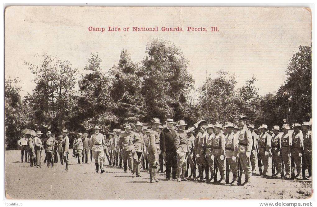 Camp Life Of National Guards Peoria Illinois Unused Ungelaufen - Peoria